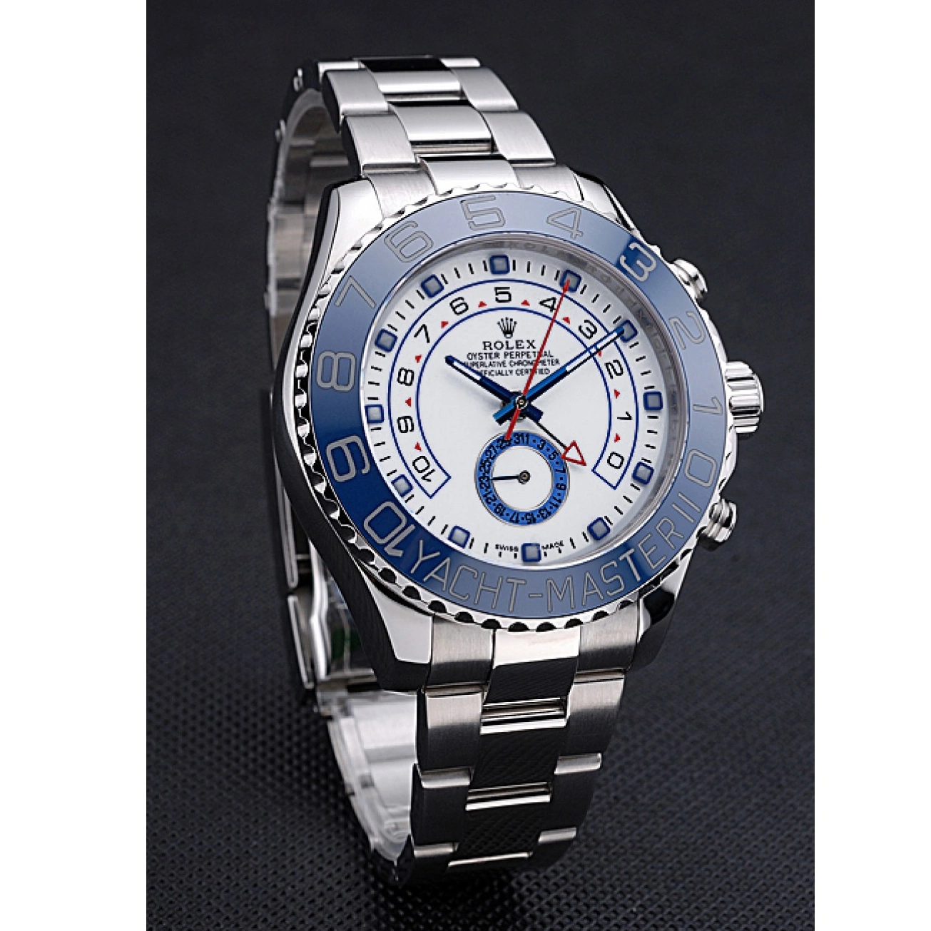 Aaa fake watches Stainless II Master White Yacht Bracelet Rolex Bezel Dial Blue 622269 Steel 0629